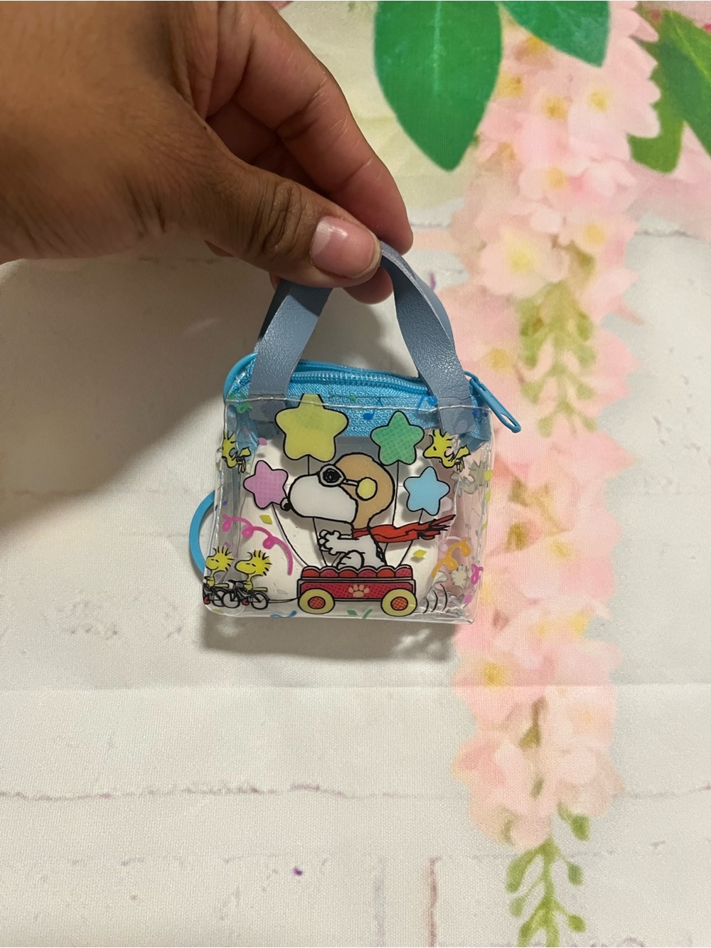 Peanuts Clear Mini Tote with Snoopy & Woodstock - Light Blue Accents